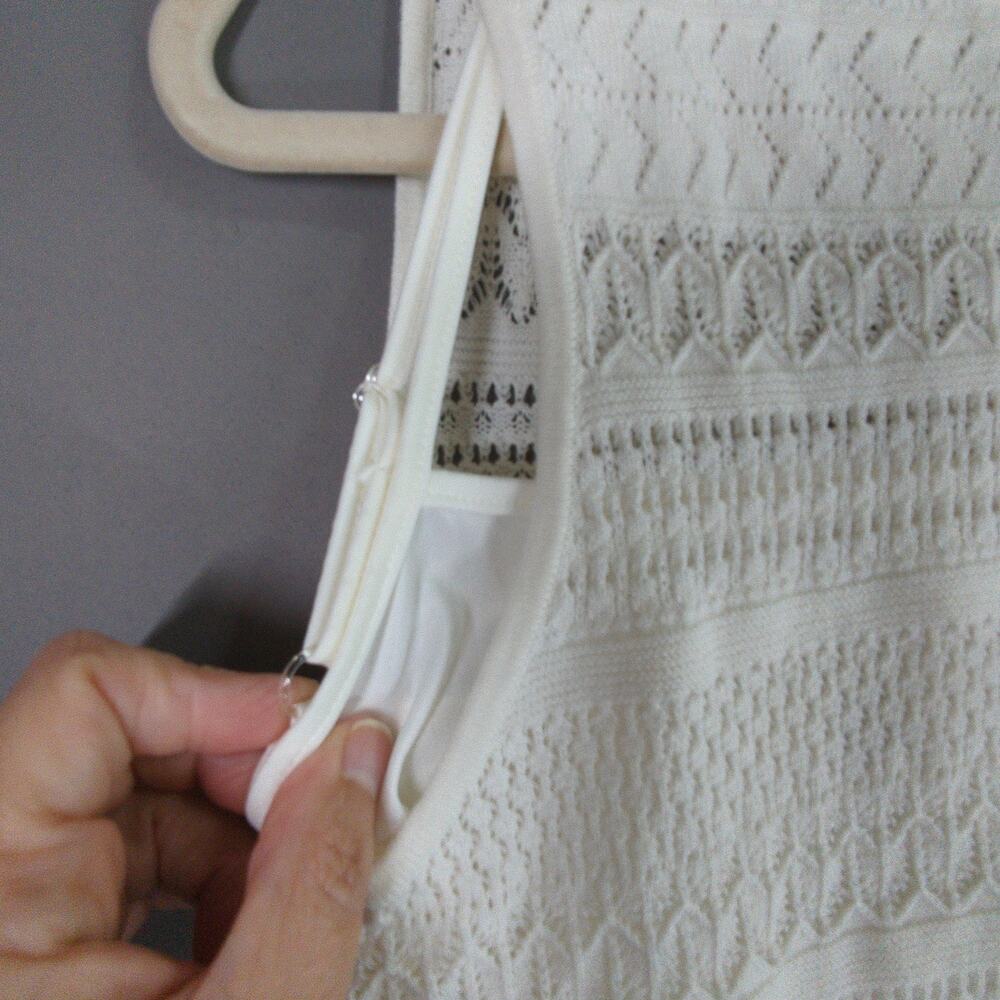 Lauren Ralph Lauren Dress Womens‎ Petite M Cream Crochet Sleeveless Stretch New - Picture 9 of 10